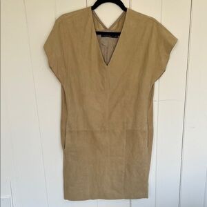 Polo Ralph Lauren Beige V-Neck 100% Goat Suede dress